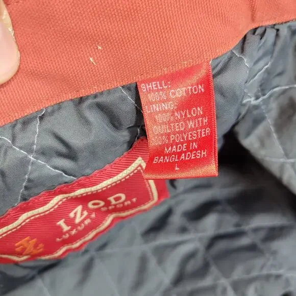 Izod Shacket Mens Sz Large Red Jacket Gorpcore Luxury Sport Shooting Shirt Cold - Picture 12 of 16